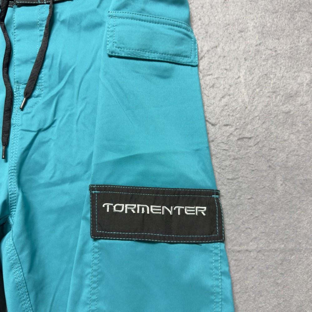 Tormenter Mens Fishing Board Shorts Teal Blue‎ Fish Bone Embroidered Size 40x10